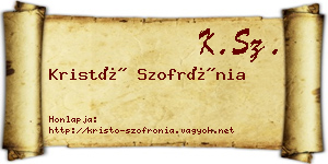 Kristó Szofrónia névjegykártya